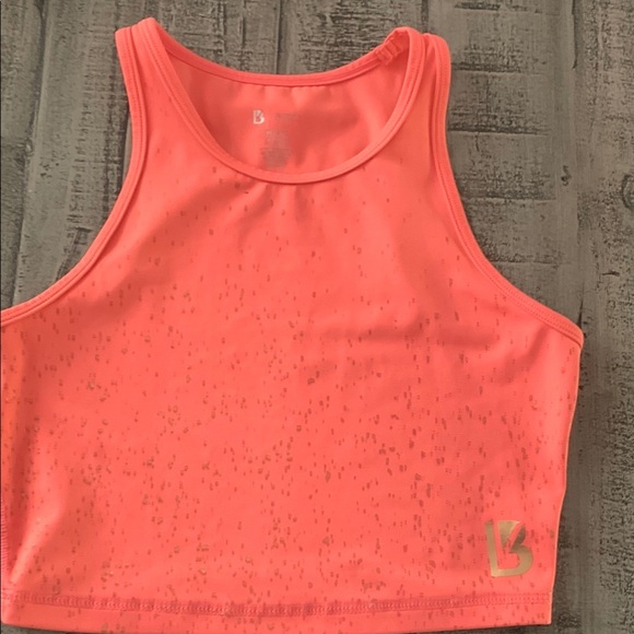 BuffBunny Medium Pink Coral Specked Gold Tank Bra Top, EUC, - Picture 2 of 3